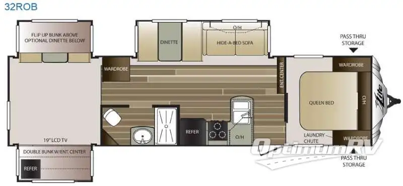 2016 Keystone Cougar X-Lite 32ROB Floorplan Photo