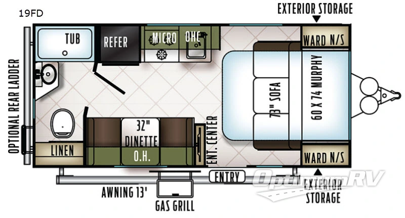 2018 Forest River Flagstaff Micro Lite 19FD Floorplan Photo