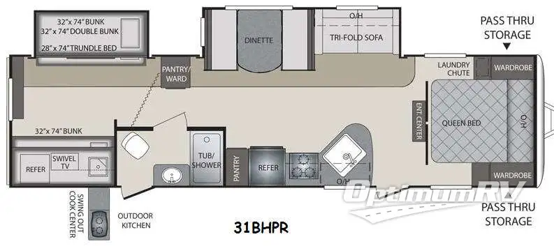 2014 Keystone Premier Ultra Lite 31BHPR Floorplan Photo