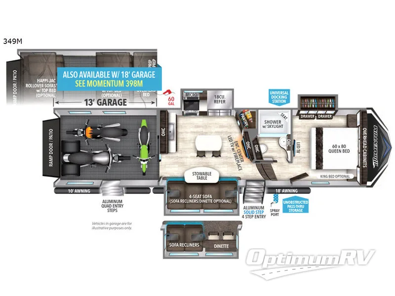 2019 Grand Design Momentum M-Class 349M Floorplan Photo