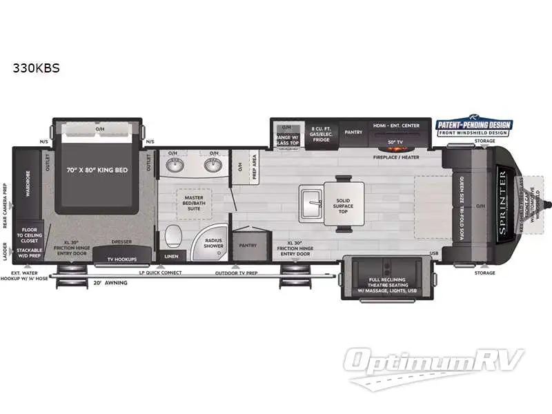 2022 Keystone Sprinter Limited 330KBS Floorplan Photo