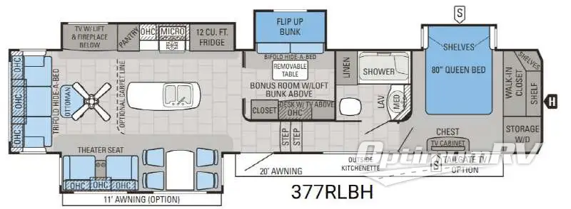 2016 Jayco North Point 377RLBH RV Floorplan Photo