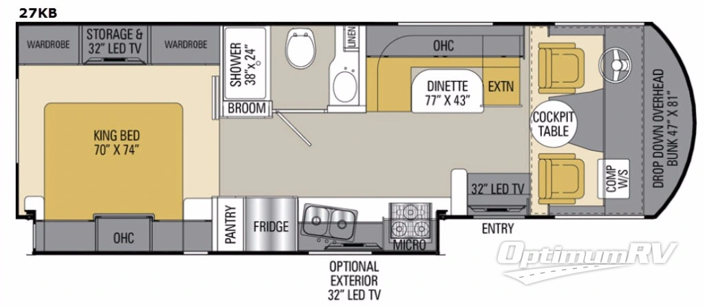 2017 Coachmen Pursuit 27 KB RV Floorplan Photo