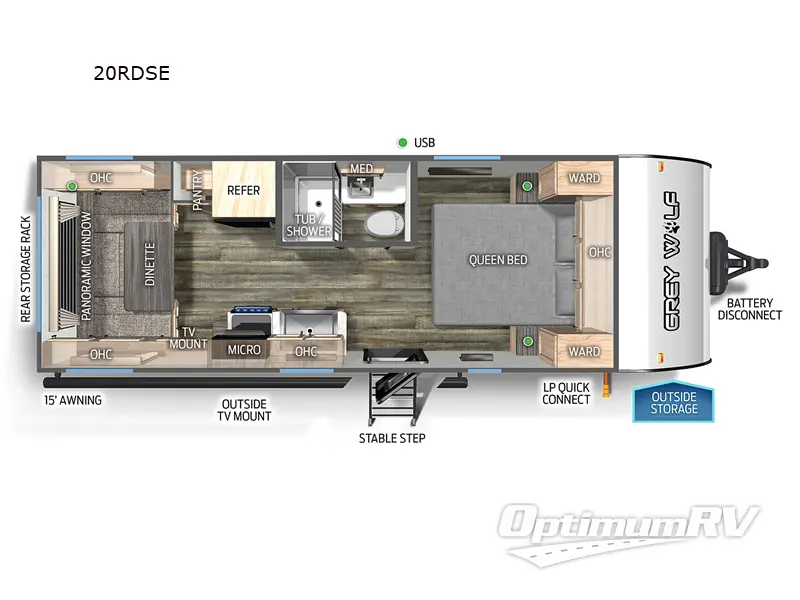 2023 Forest River Cherokee Grey Wolf 20RDSE RV Floorplan Photo
