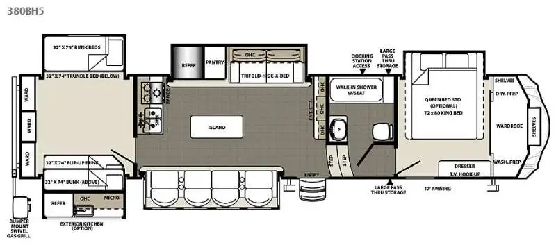 2015 Forest River Sandpiper 380BH5 RV Floorplan Photo