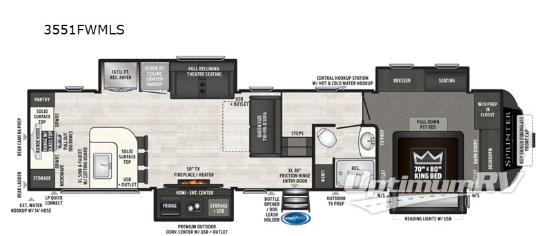 2020 Keystone Sprinter 3551FWMLS Floorplan Photo