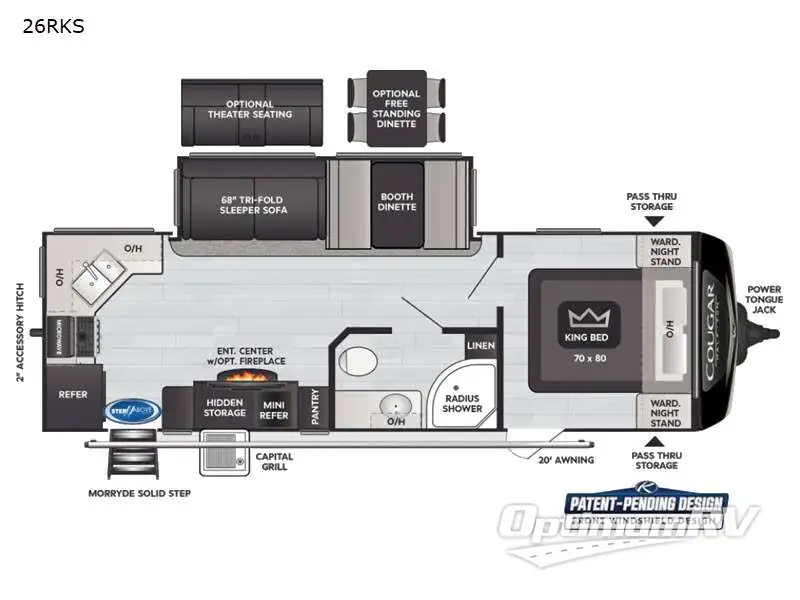 2021 Keystone Cougar Half-Ton 26RKS Floorplan Photo