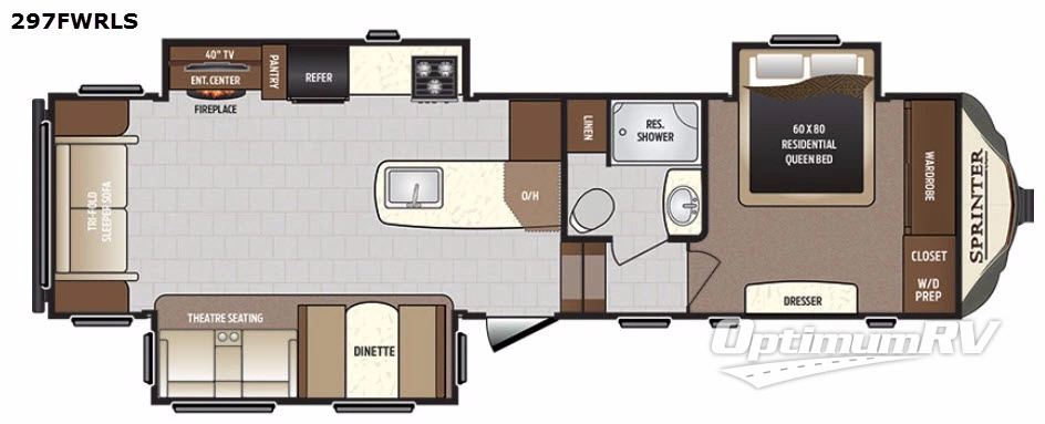 2017 Keystone Sprinter 297FWRLS RV Floorplan Photo