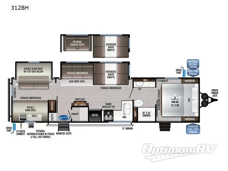 2023 East To West Della Terra 312BH RV Floorplan Photo