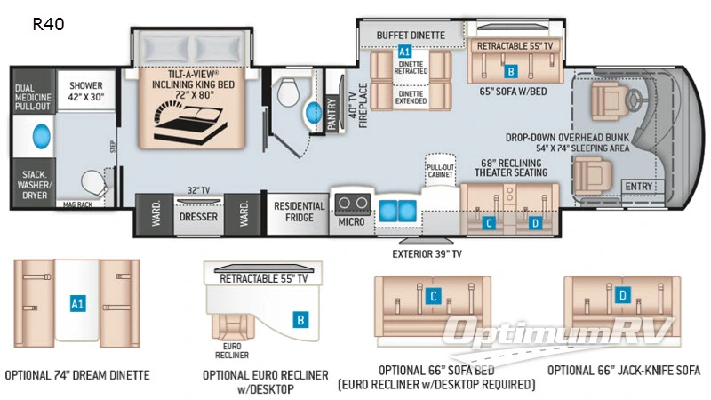 2020 Thor Venetian R40 RV Floorplan Photo