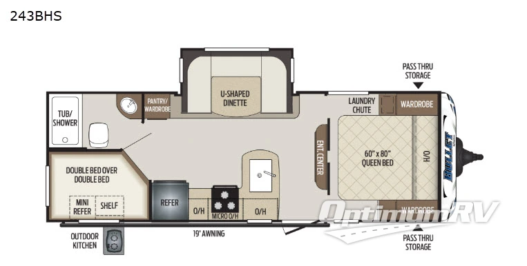 2019 Keystone Bullet 243BHS Floorplan Photo