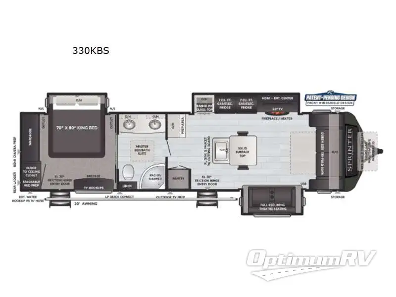 2021 Keystone Sprinter Limited 330KBS RV Floorplan Photo