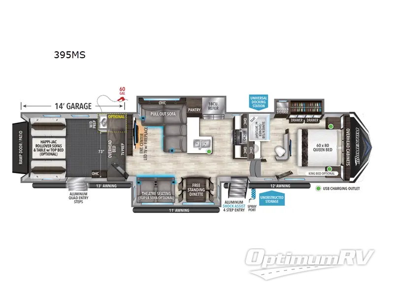 2022 Grand Design Momentum M-Class 395MS Floorplan Photo