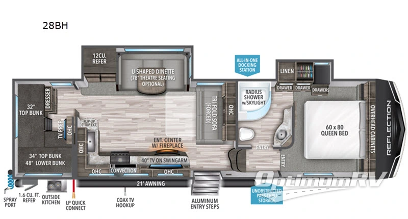 2020 Grand Design Reflection 28BH Floorplan Photo
