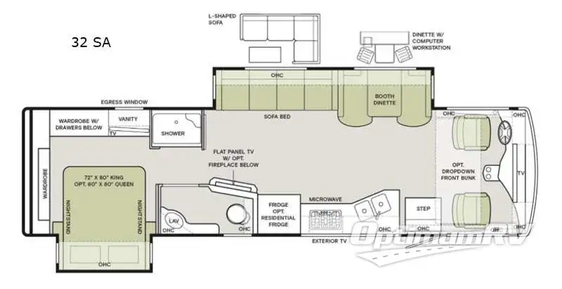 2021 Tiffin Open Road Allegro 32 SA RV Floorplan Photo