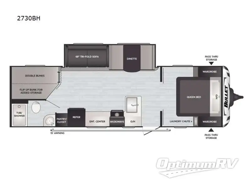 2021 Keystone Bullet Crossfire 2730BH Floorplan Photo