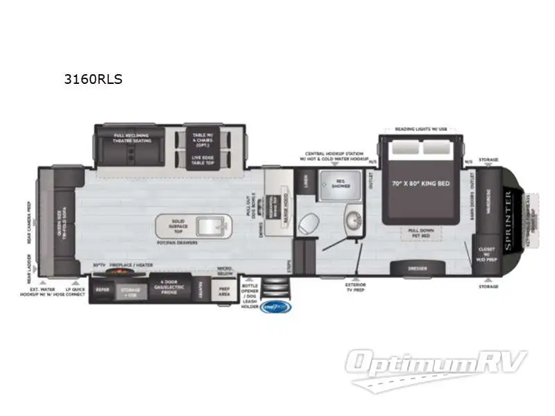 2021 Keystone Sprinter Limited 3160RLS Floorplan Photo