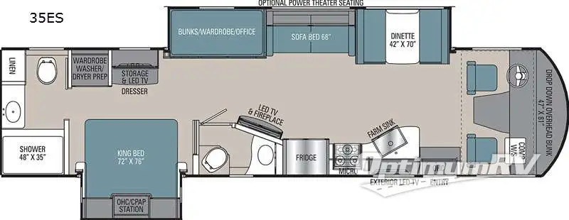 2021 Coachmen Mirada 35ES Floorplan Photo