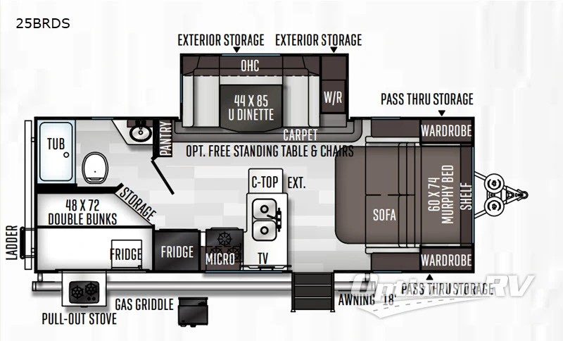 2020 Forest River Flagstaff Micro Lite 25BRDS Floorplan Photo