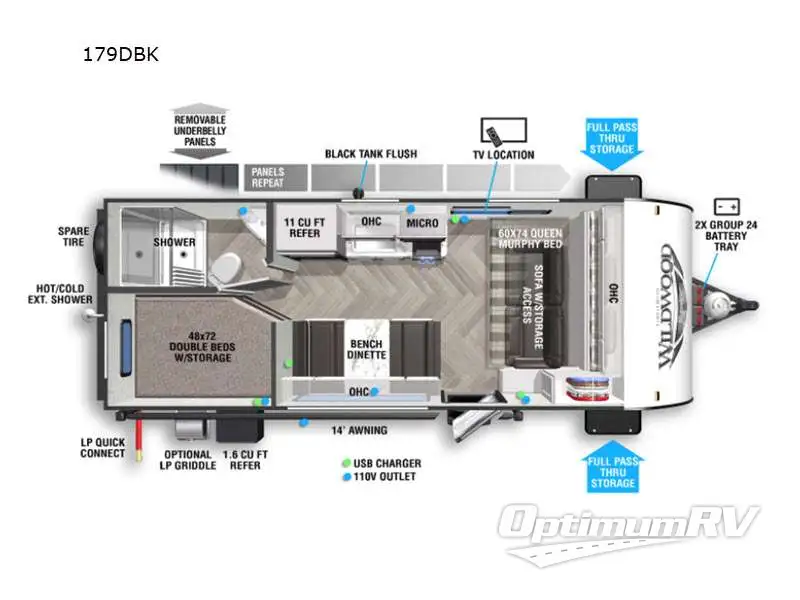 2022 Forest River Wildwood FSX 179DBK RV Floorplan Photo