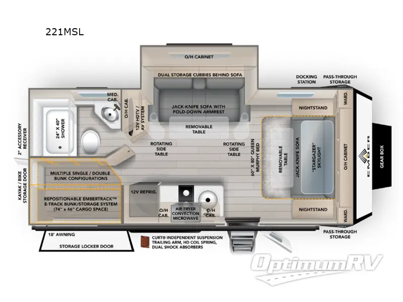 2026 Ember Overland Series 221MSL Floorplan Photo