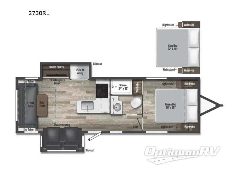 2022 Winnebago Towables Voyage 2730RL Floorplan Photo