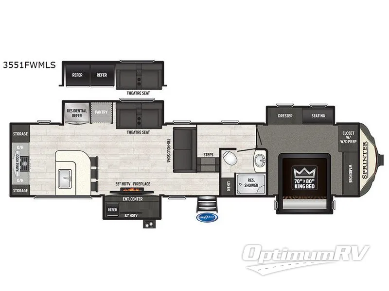 2018 Keystone Sprinter 3551FWMLS Floorplan Photo