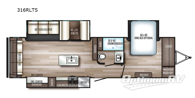 2019 Palomino SolAire Ultra Lite 316RLTS Floorplan Photo