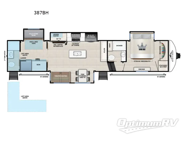 2026 East To West Tandara 387BH Floorplan Photo