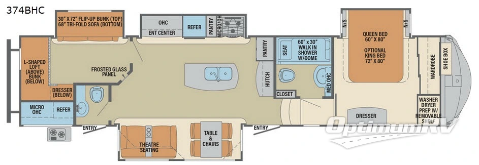 2017 Palomino Columbus Compass 374BHC Floorplan Photo