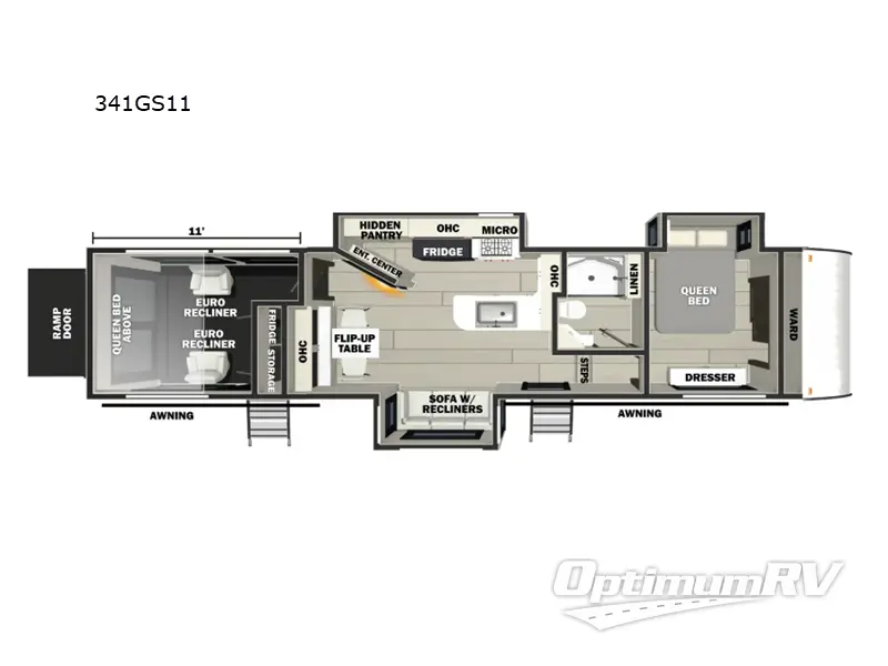 2026 Forest River Cherokee Rogue Armored 341GS11 RV Floorplan Photo