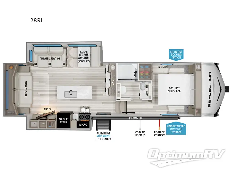 2026 Grand Design Reflection 100 Series 28RL Floorplan Photo