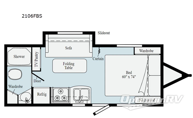 2020 Winnebago Towables Micro Minnie 2106FBS RV Floorplan Photo