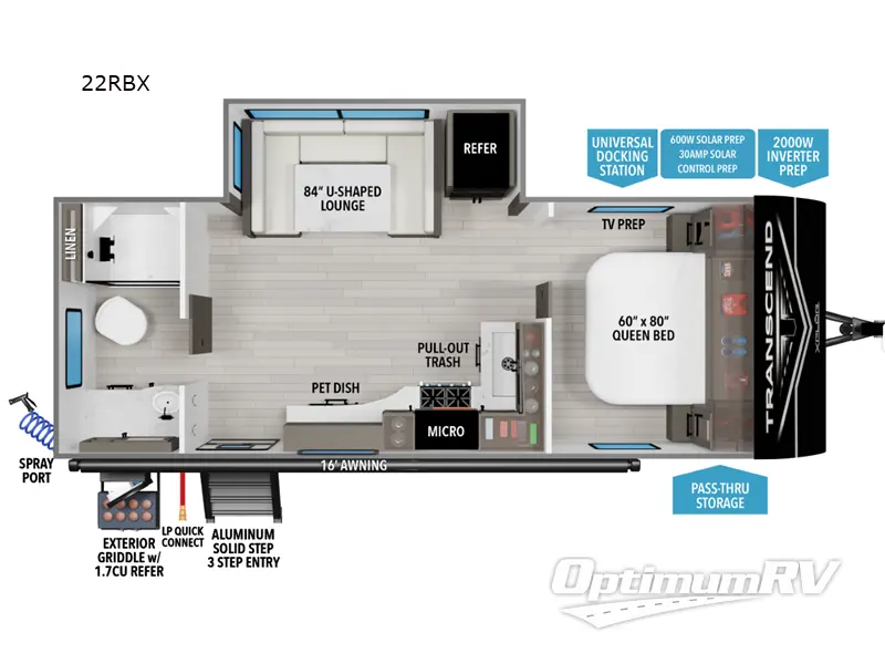 2026 Grand Design Transcend Xplor 22RBX RV Floorplan Photo