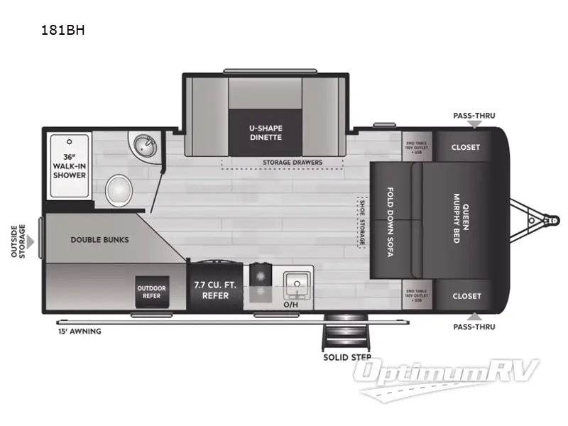 2023 Keystone Hideout Single Axle 181BH Floorplan Photo