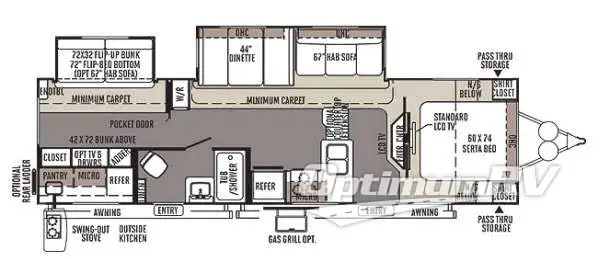 2014 Forest River Flagstaff Classic Super Lite 831BHDS Floorplan Photo