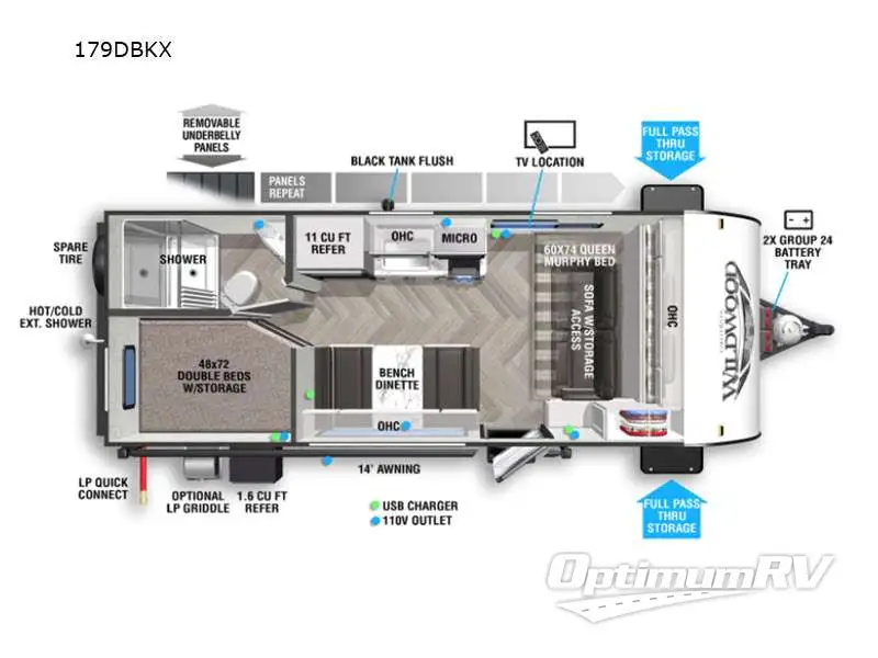 2021 Forest River Wildwood FSX 179DBKX Floorplan Photo