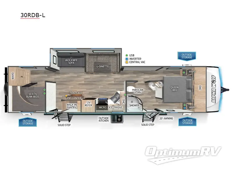 2024 Forest River Cherokee Alpha Wolf 30RDB-L Floorplan Photo