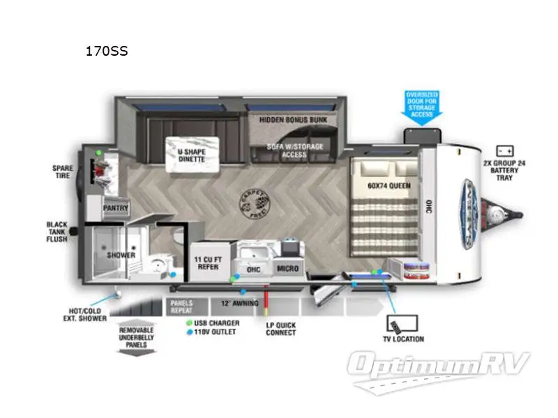 2022 Forest River Wildwood FSX 170SS Floorplan Photo