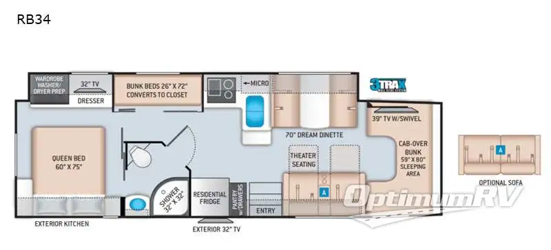2021 Thor Omni RB34 Floorplan Photo