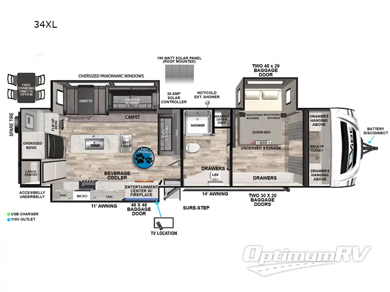2023 Forest River Vibe 34XL RV Floorplan Photo