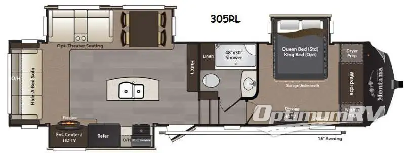 2016 Keystone Montana High Country 305RL Floorplan Photo