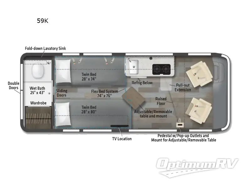 2024 Winnebago Travato 59K RV Floorplan Photo