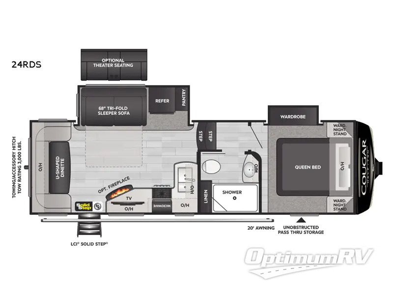 2022 Keystone Cougar Half-Ton 24RDS RV Floorplan Photo
