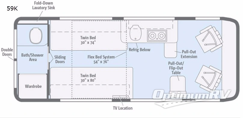 2017 Winnebago Travato 59K RV Floorplan Photo