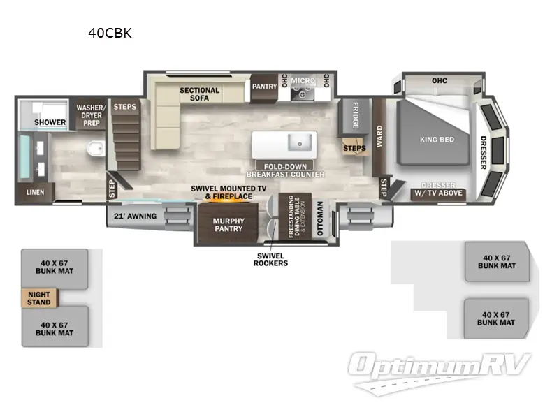 2026 Forest River Cedar Creek Cottage 40CBK Floorplan Photo