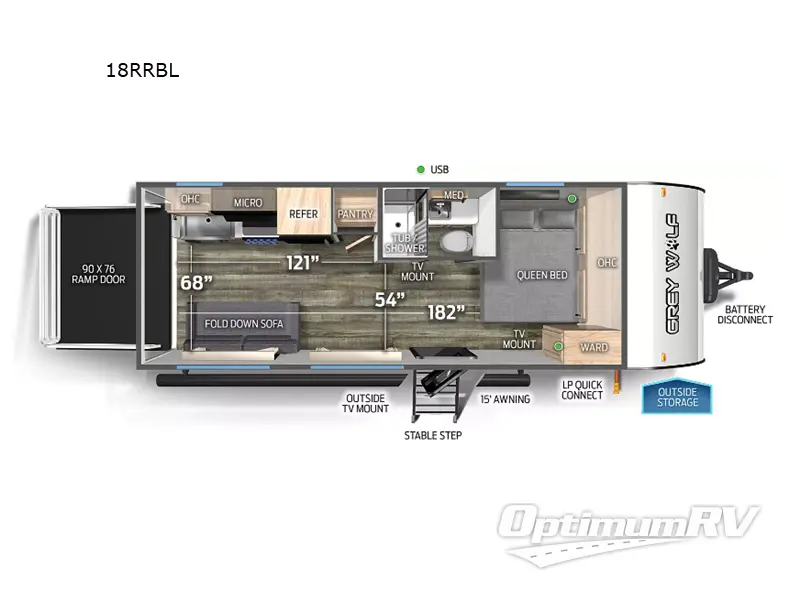 2024 Forest River Cherokee Grey Wolf Black label 18RRBL Floorplan Photo