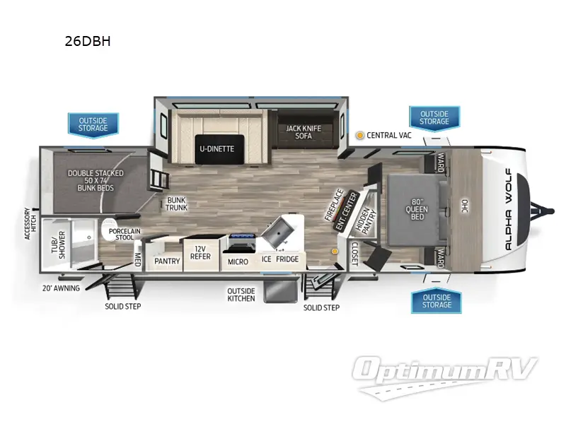 2025 Forest River Cherokee Alpha Wolf 26DBH Floorplan Photo