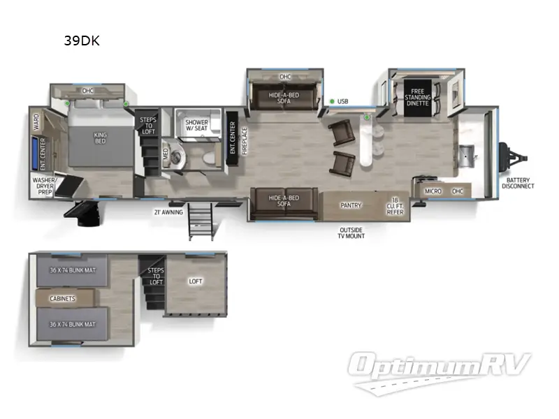 2026 Forest River Cherokee Timberwolf 39DK RV Floorplan Photo