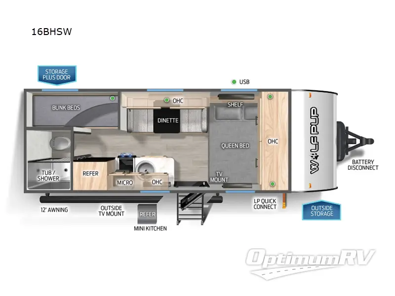 2025 Forest River Cherokee Wolf Pup 16BHSW Floorplan Photo